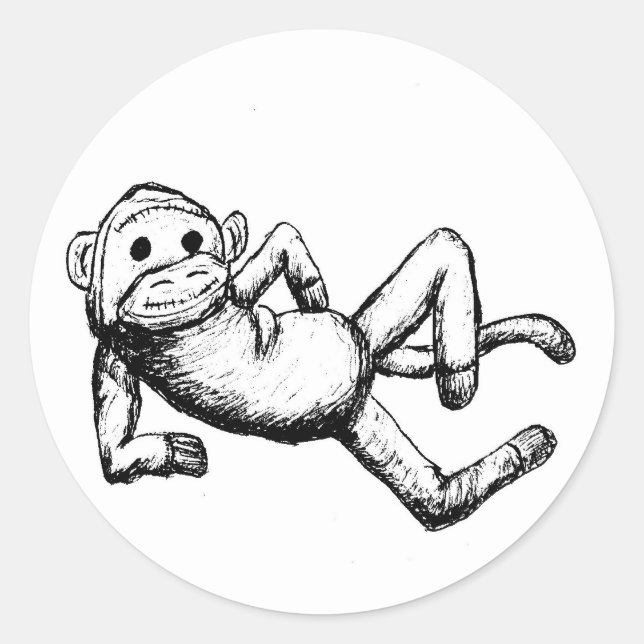 sockmonkey1 005 classic round sticker (Front)