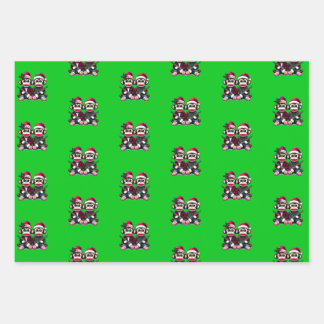 SockMonkey Hunter Brothers At Christmas Wrapping Paper Sheet