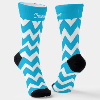 Socks Blue Zig Zag Design