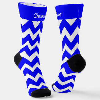 Socks Blue Zig Zag Design