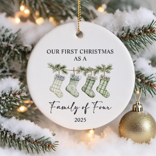 Socks Christmas as a Family of Four Ceramic Tree Decoration