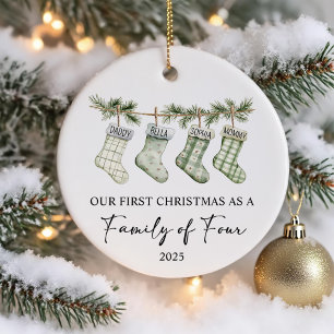 Socks Christmas as a Family of Four Ceramic Tree Decoration