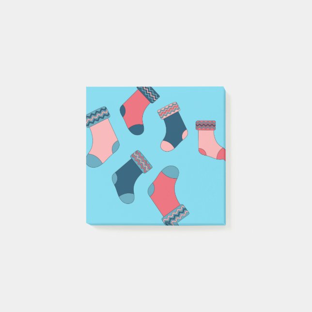 Socks for Christmas Stocking on Blue Background Post-it Notes (Front)