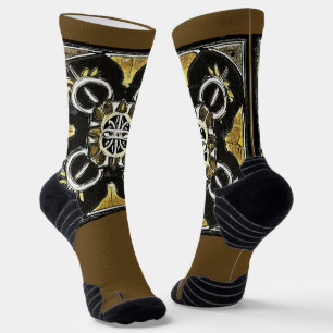 Socks Gold Black Abstract Pattern