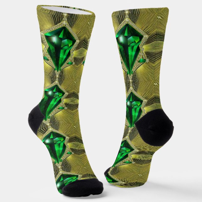 Socks Green Emerald And A Diamond Pattern (Angled)