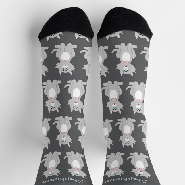 Socks Grey Cat Design (Top)