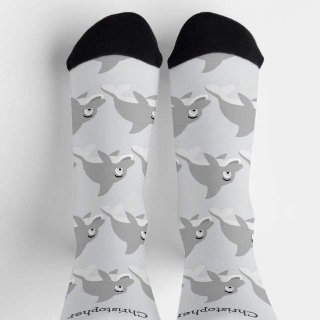 Socks Grey Dolphin Design (Top)