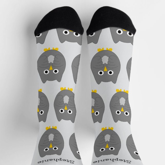 Socks Grey Owl Design (Top)