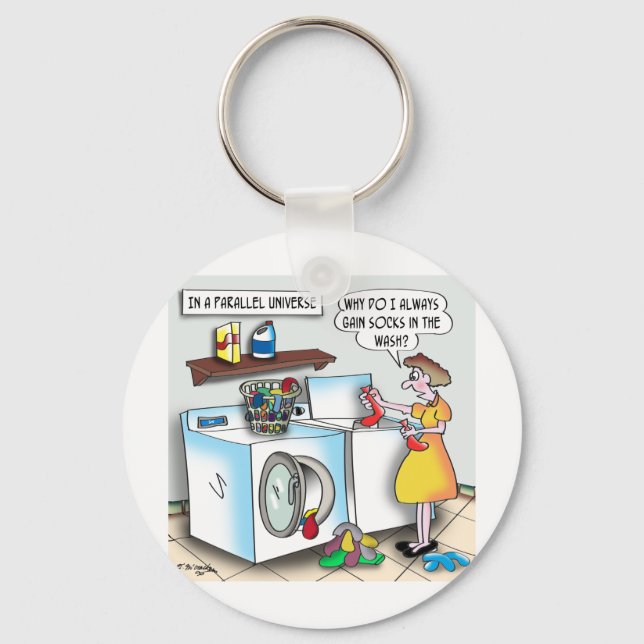 Socks in a Parallel Universe Key Ring (Front)