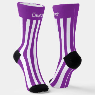 Socks Purple And White Stripes Design