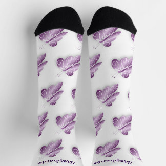 Socks Purple Butterfly Design