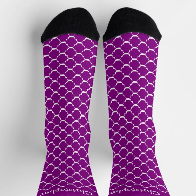 Socks Purple Moroccan Pattern Design (Top)