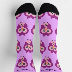 Socks Purple Owl Design