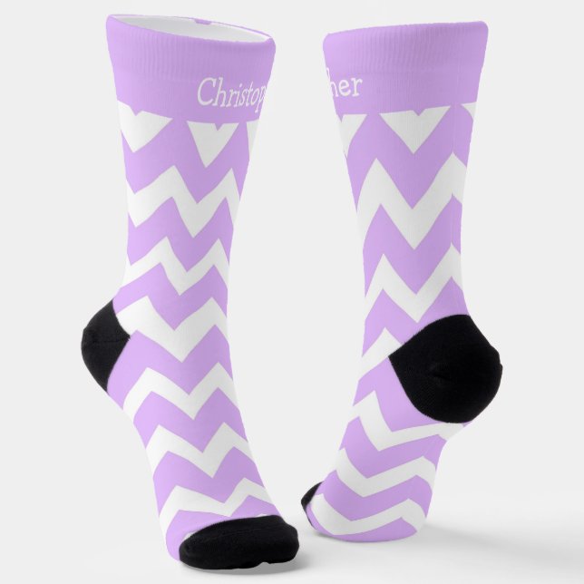 Socks Purple Zig Zag Design (Angled)