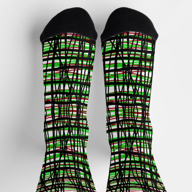 Socks - Red, Green, Black Weave (Top)