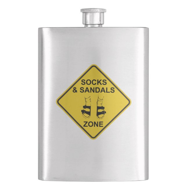 Socks & Sandals Zone Hip Flask (Front)