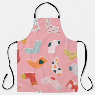 Socks seamless pattern. Cosy hand-drawn cartoon st Apron