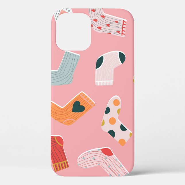 Socks seamless pattern. Cosy hand-drawn cartoon st Case-Mate iPhone Case (Back)