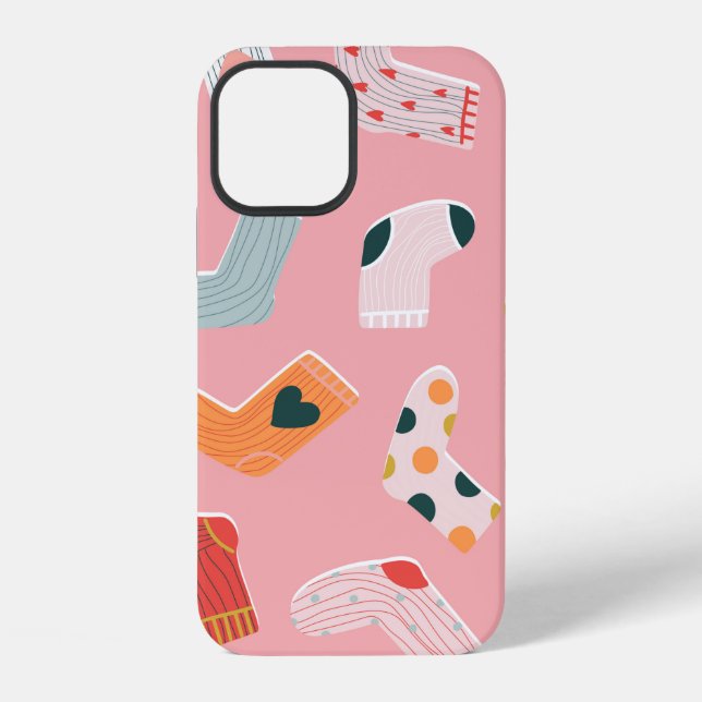 Socks seamless pattern. Cosy hand-drawn cartoon st iPhone Case (Back)