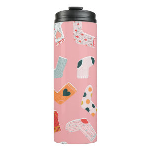 Socks seamless pattern. Cosy hand-drawn cartoon st Thermal Tumbler