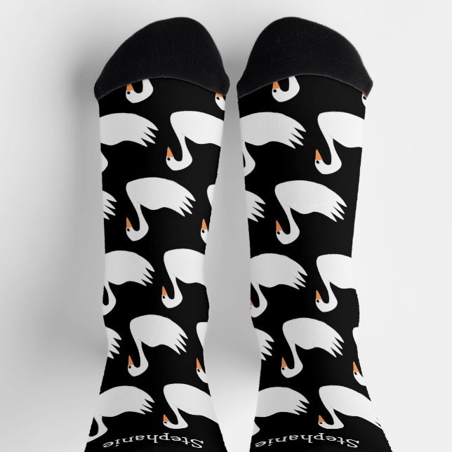 Socks White Swan Design (Top)
