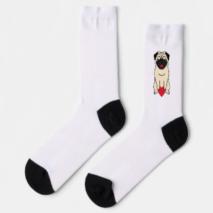 Socks with a cute pug for Valentine's Day.