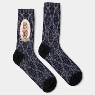 socks with applique of a small kitten