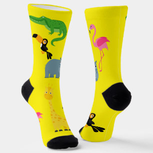 Socks with cartoon African animals
