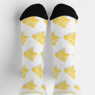 Socks Yellow Butterfly Design