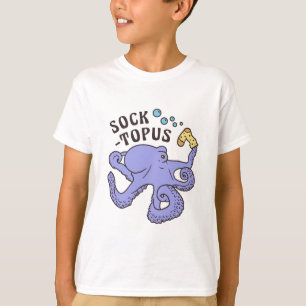 Socktopus Blue Octopus With Sock Funny Meme T-Shirt