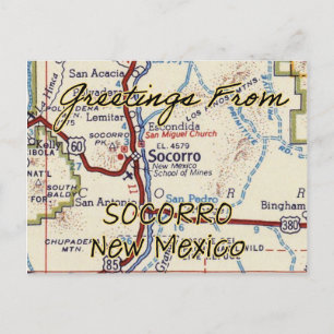 Socorro NM Vintage Map Postcard