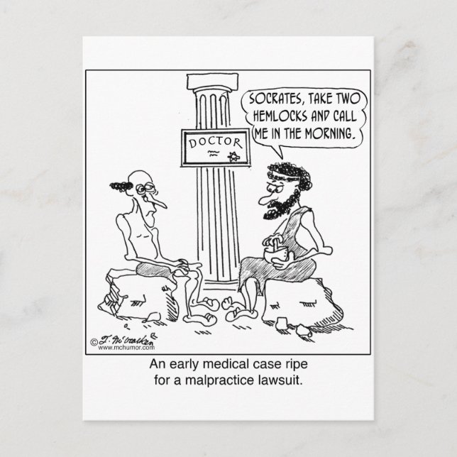 Socrates Files a Malpractice Lawsuit Postcard (Front)