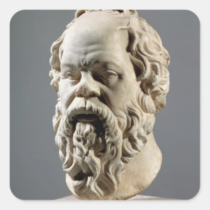 Socrates, marble head, copy from a bronze from the square sticker