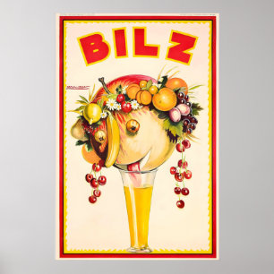Soda Bilz Orange Juice Achille Mauzan Vintage Food Poster