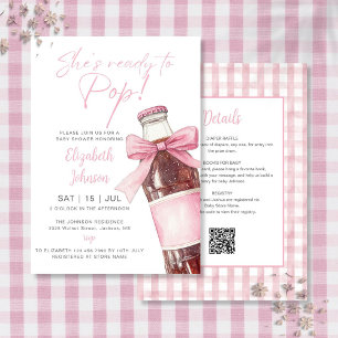 Soda Bottle Pink Bow Baby Shower All In One Invitation