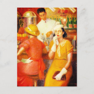 Soda Fountain - William Glackens (1935) Postcard