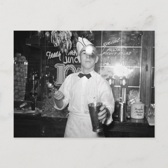 Soda Jerk, 1930s Postcard (Front)