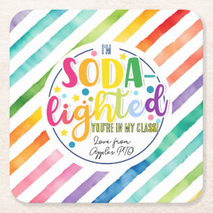soda- lightful appreciation square sticker paper coaster