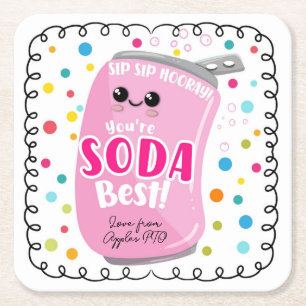 soda- lightful appreciation square sticker paper coaster