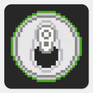 Soda Pop Can Pixel Art - Green Square Sticker