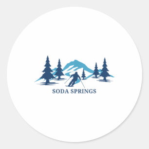Soda Springs California Ski Resort Skiing Skier _1 Classic Round Sticker