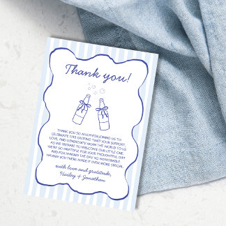Soda Theme Blue Hand Drawn Baby Shower Thank You Card