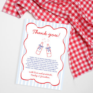Soda Theme Red & Blue Hand Drawn Baby Shower Thank You Card