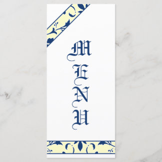 Sodalite Blue, Lemon, Damask Wedding Munu Menu