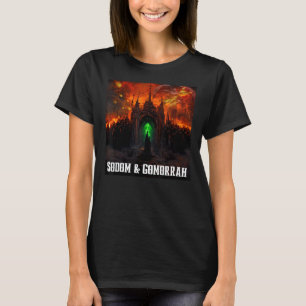 Sodom and Gomorrah City Burns With Angel and Churc T-Shirt