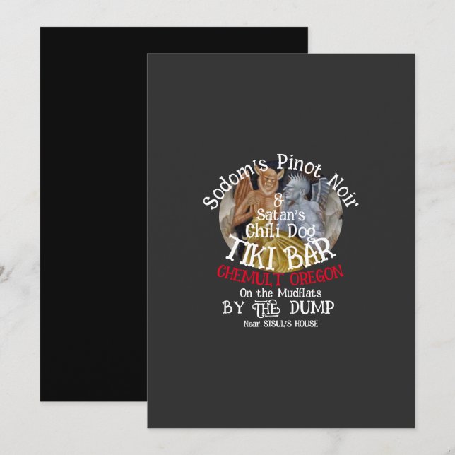 Sodom's Pinot Noir & Satan's Chilli Dog Tiki Bar Invitation (Front/Back)