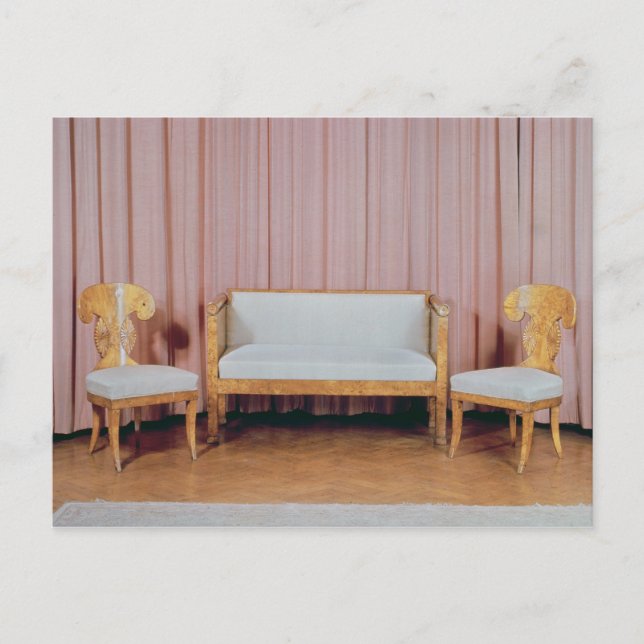 Sofa and two chairs, Karelian birch, 1810-20 Postcard (Front)