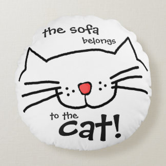 Sofa belongs to the cat  - white round cushion