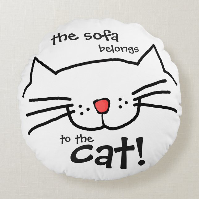 Sofa belongs to the cat  - white round cushion (Front)