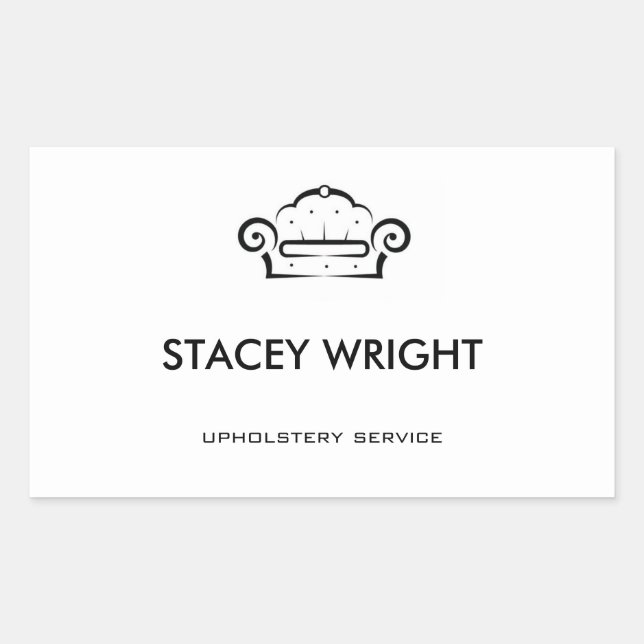 Sofa black silhouette upholstery white rectangular sticker (Front)